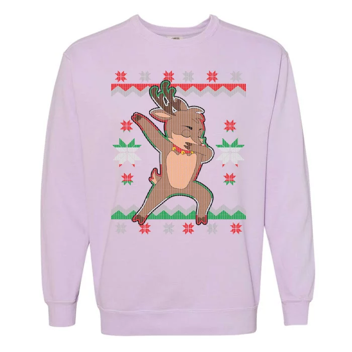 Dabbing Reindeer Ugly Christmas Garment-Dyed Sweatshirt