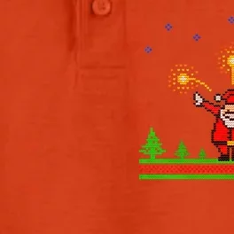 Dabbing Santa 8-Bit Ugly Christmas Dry Zone Grid Performance Polo