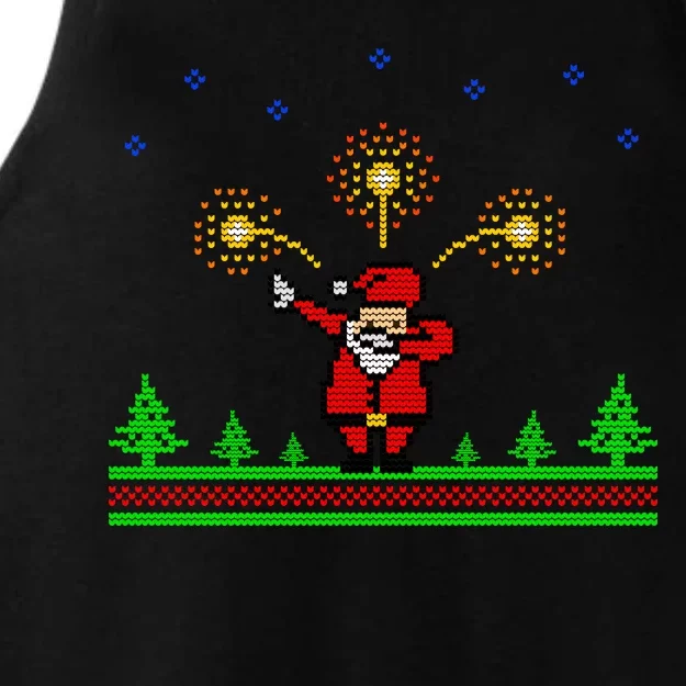 Dabbing Santa 8-Bit Ugly Christmas Ladies Tri-Blend Wicking Tank