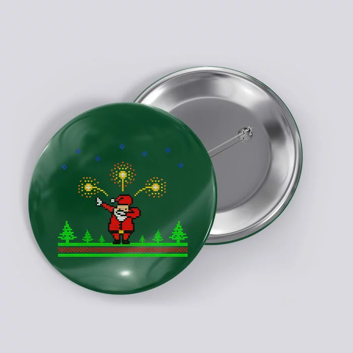 Dabbing Santa 8-Bit Ugly Christmas Button