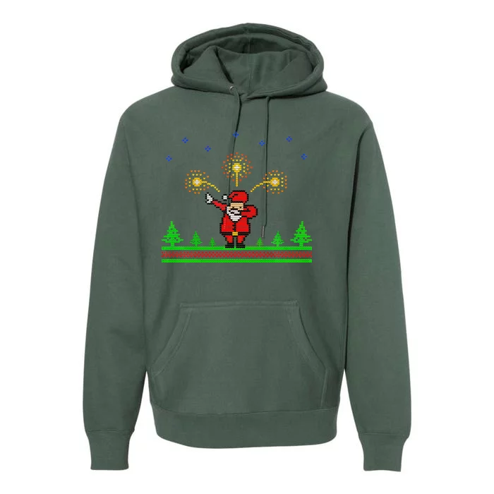 Dabbing Santa 8-Bit Ugly Christmas Premium Hoodie