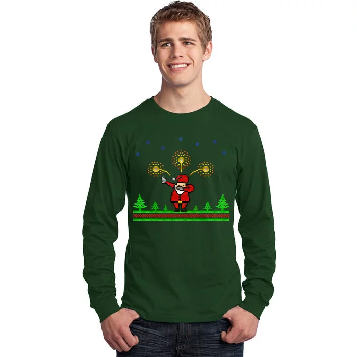 Dabbing Santa 8-Bit Ugly Christmas Tall Long Sleeve T-Shirt