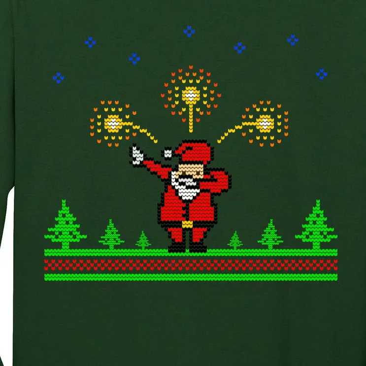 Dabbing Santa 8-Bit Ugly Christmas Tall Long Sleeve T-Shirt