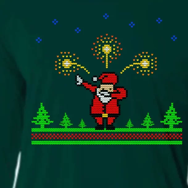 Dabbing Santa 8-Bit Ugly Christmas Cooling Performance Long Sleeve Crew