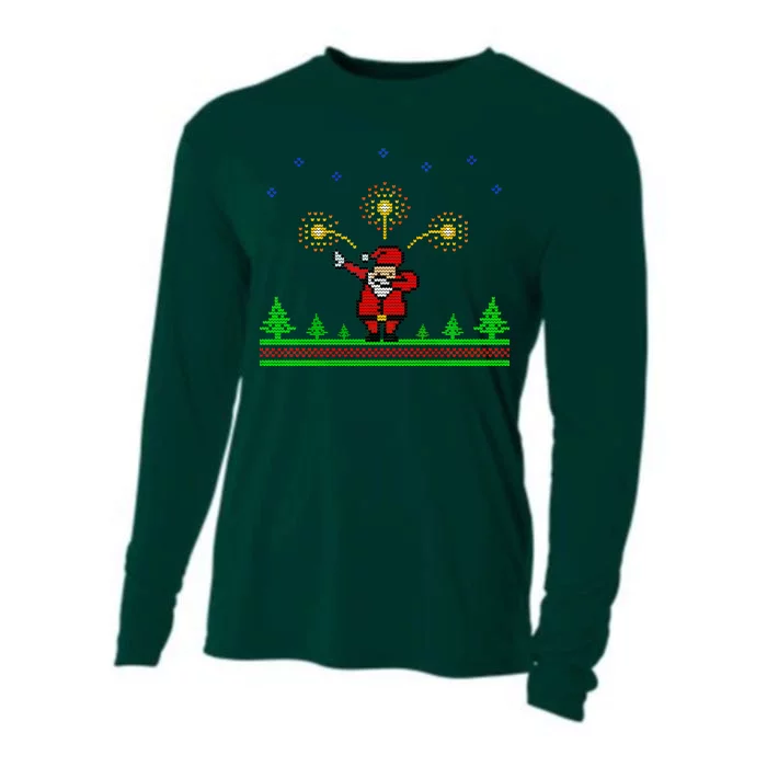 Dabbing Santa 8-Bit Ugly Christmas Cooling Performance Long Sleeve Crew