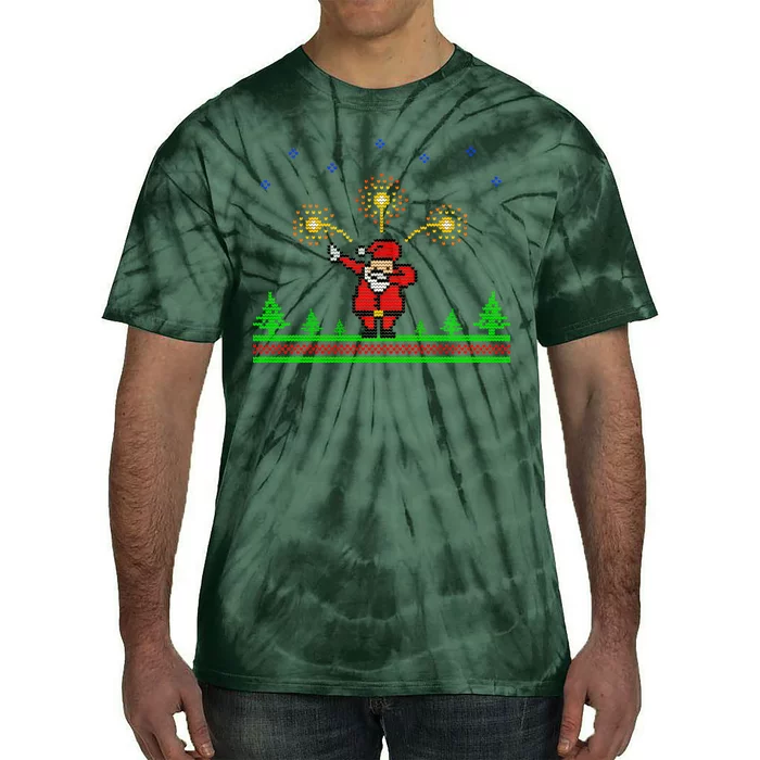 Dabbing Santa 8-Bit Ugly Christmas Tie-Dye T-Shirt