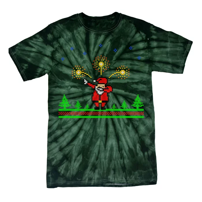 Dabbing Santa 8-Bit Ugly Christmas Tie-Dye T-Shirt