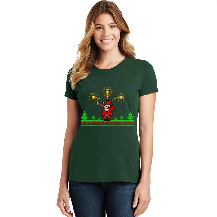 Dabbing Santa 8-Bit Ugly Christmas Women's T-Shirt