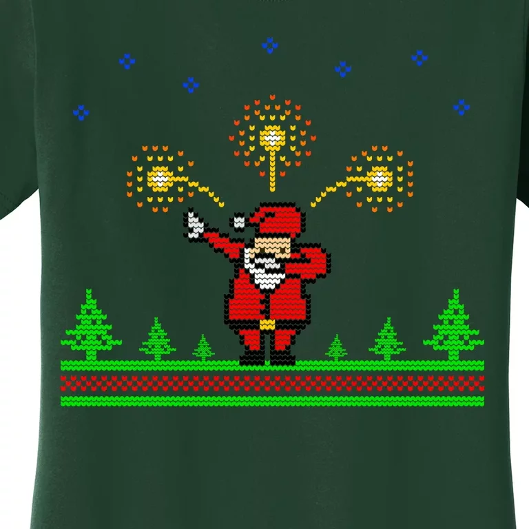 Dabbing Santa 8-Bit Ugly Christmas Women's T-Shirt