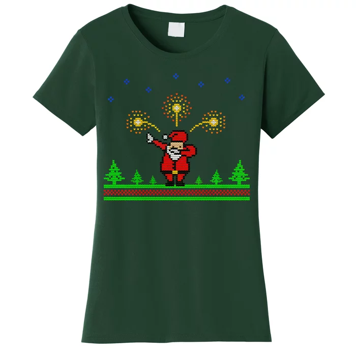 Dabbing Santa 8-Bit Ugly Christmas Women's T-Shirt