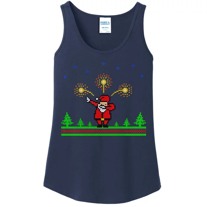 Dabbing Santa 8-Bit Ugly Christmas Ladies Essential Tank