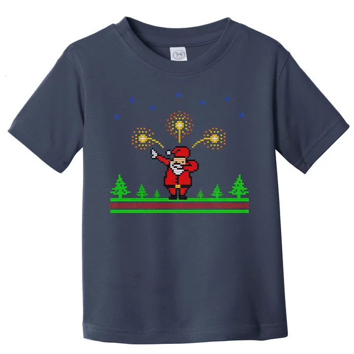 Dabbing Santa 8-Bit Ugly Christmas Toddler T-Shirt