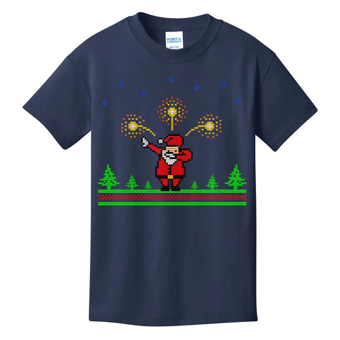 Dabbing Santa 8-Bit Ugly Christmas Kids T-Shirt