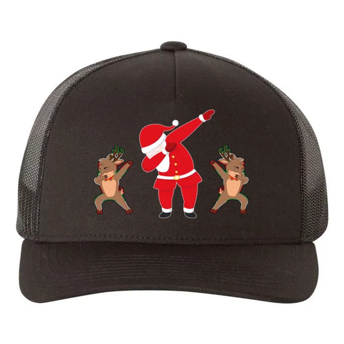 Dabbing Santa And Reindeer Funny Christmas Yupoong Adult 5-Panel Trucker Hat