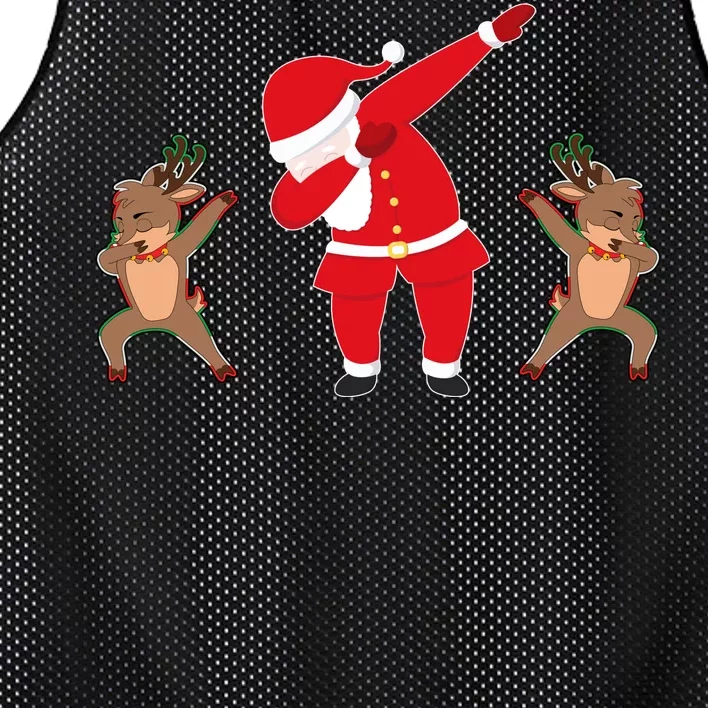 Dabbing Santa And Reindeer Funny Christmas Mesh Reversible Basketball Jersey Tank