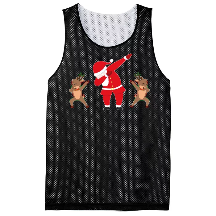 Dabbing Santa And Reindeer Funny Christmas Mesh Reversible Basketball Jersey Tank