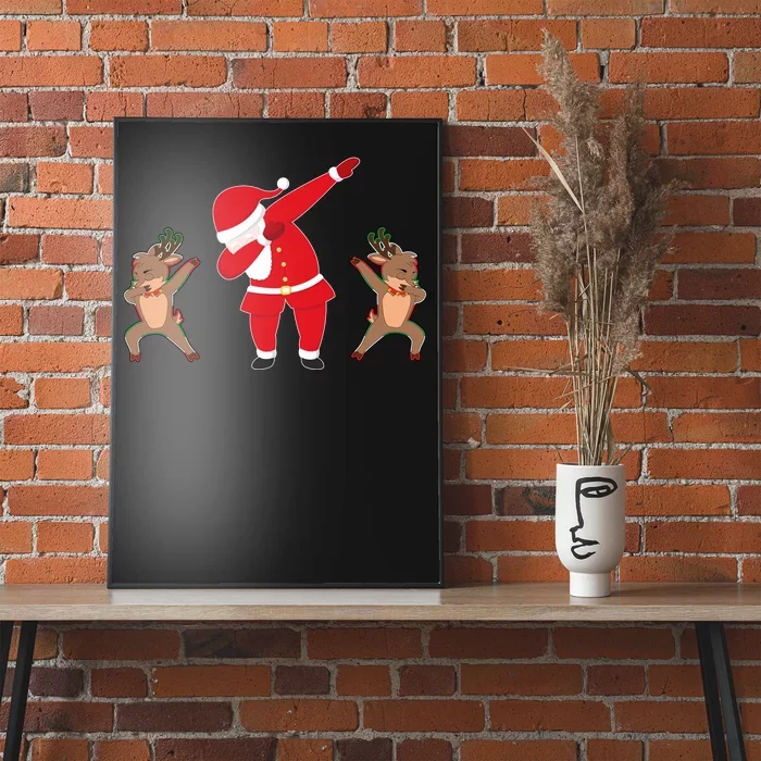 Dabbing Santa And Reindeer Funny Christmas Poster