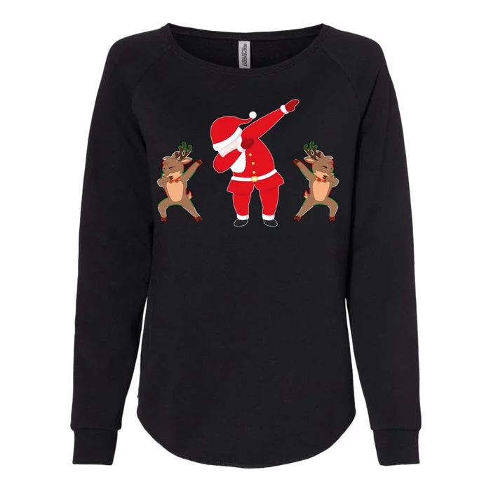 Dabbing Santa And Reindeer Funny Christmas Womens California Wash Sweatshirt