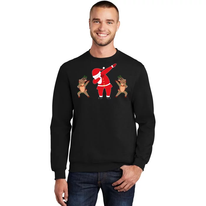 Dabbing Santa And Reindeer Funny Christmas Tall Sweatshirt