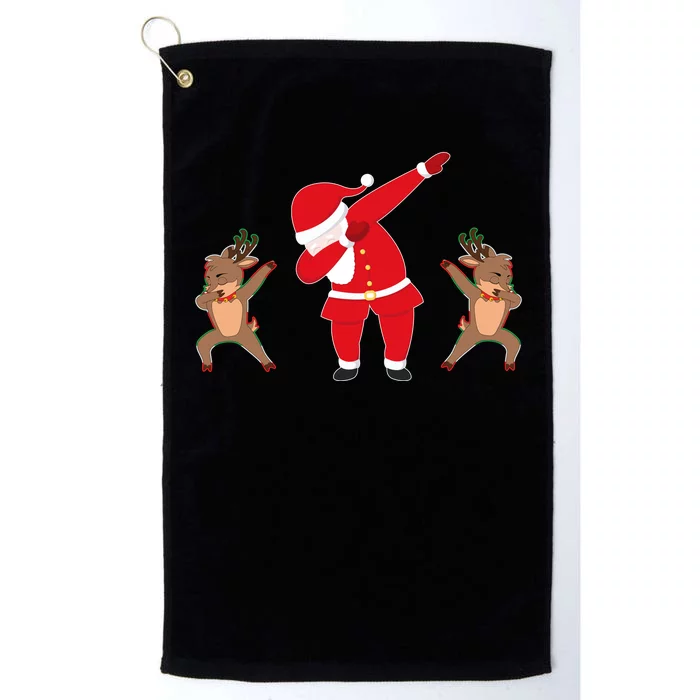 Dabbing Santa And Reindeer Funny Christmas Platinum Collection Golf Towel