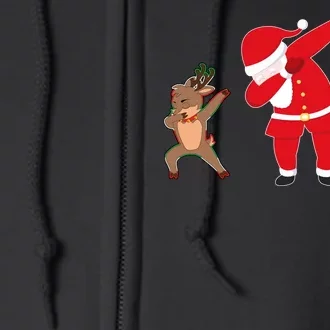 Dabbing Santa And Reindeer Funny Christmas Full Zip Hoodie