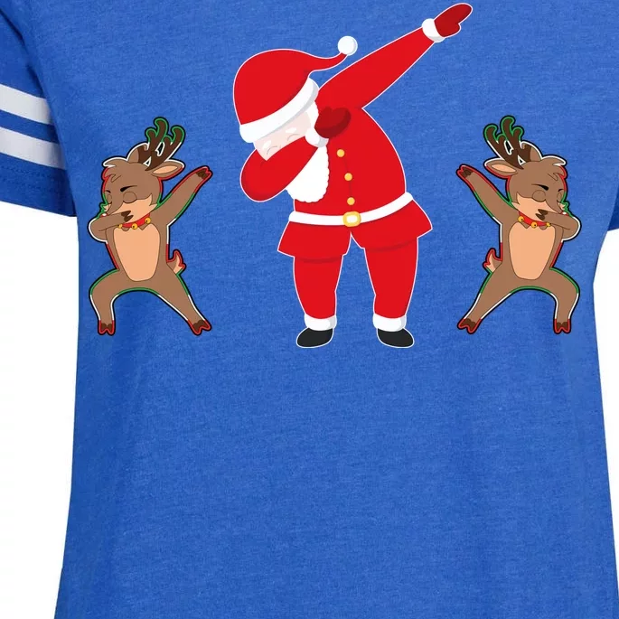 Dabbing Santa And Reindeer Funny Christmas Enza Ladies Jersey Football T-Shirt