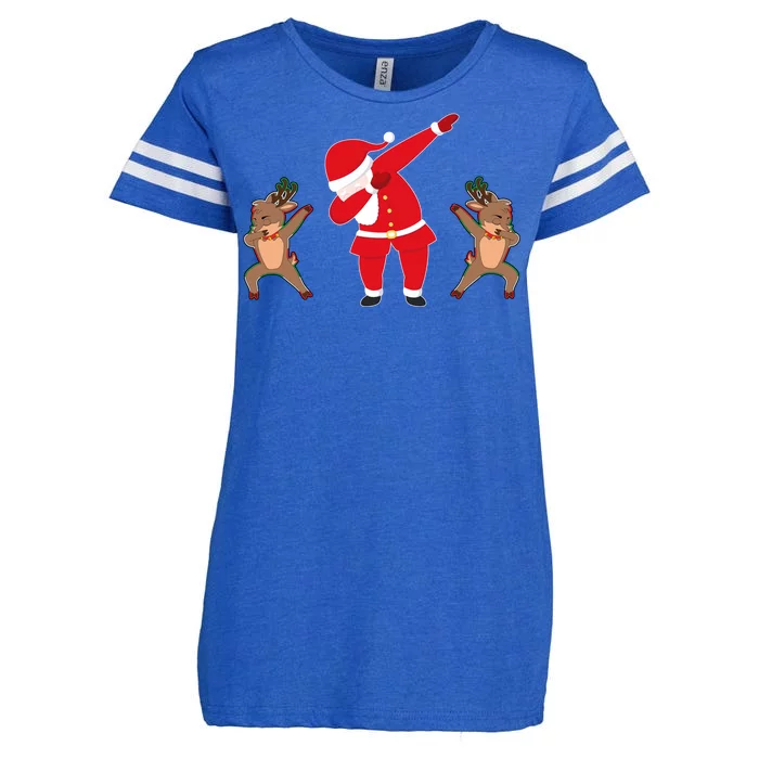 Dabbing Santa And Reindeer Funny Christmas Enza Ladies Jersey Football T-Shirt