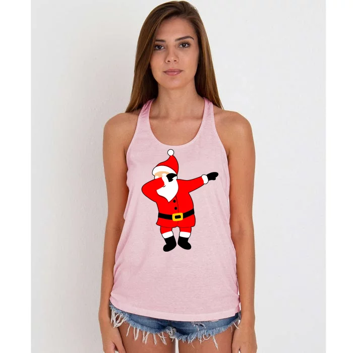 Dabbing Santa Christmas Women's Knotted Racerback Tank