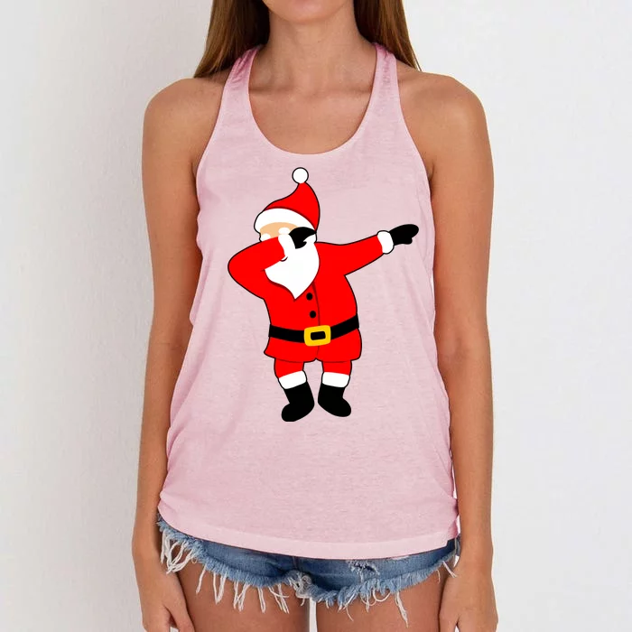 Dabbing Santa Christmas Women's Knotted Racerback Tank