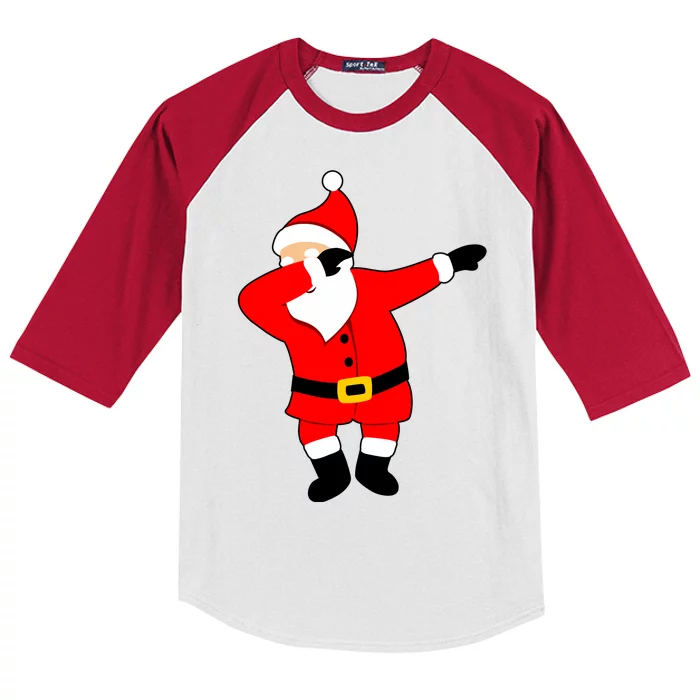 Dabbing Santa Christmas Kids Colorblock Raglan Jersey