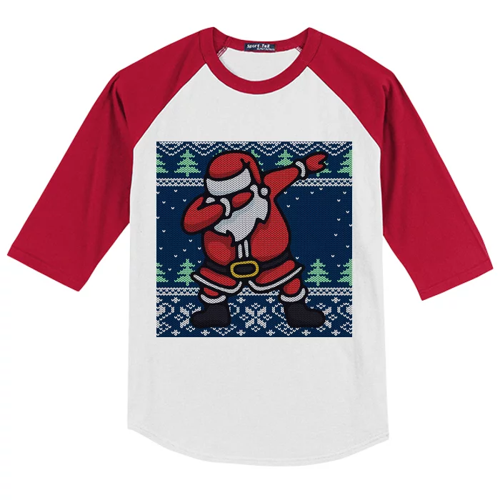 Dabbing Santa Claus Kids Colorblock Raglan Jersey