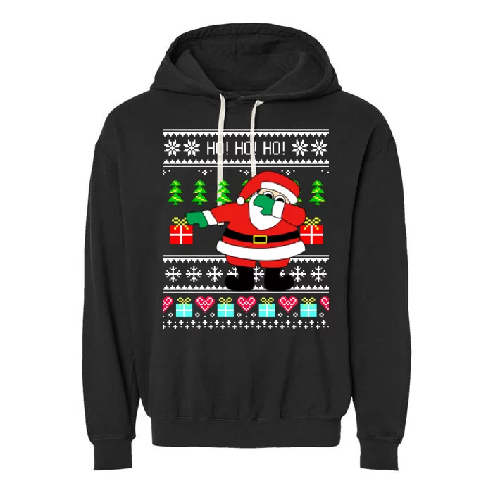 Dabbing Santa Claus Ugly Christmas Sweater Design Garment-Dyed Fleece Hoodie