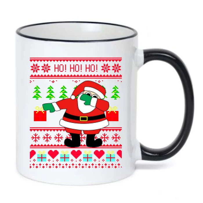 Dabbing Santa Claus Ugly Christmas Sweater Design Black Color Changing Mug