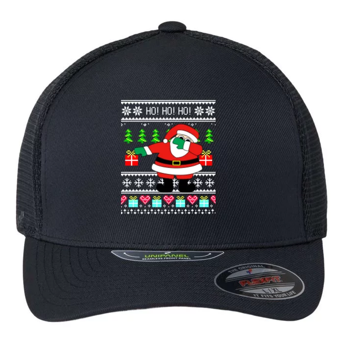 Dabbing Santa Claus Ugly Christmas Sweater Design Flexfit Unipanel Trucker Cap