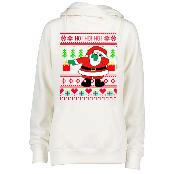 Dabbing Santa Claus Ugly Christmas Sweater Design Womens Funnel Neck Pullover Hood