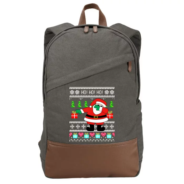 Dabbing Santa Claus Ugly Christmas Sweater Design Cotton Canvas Backpack