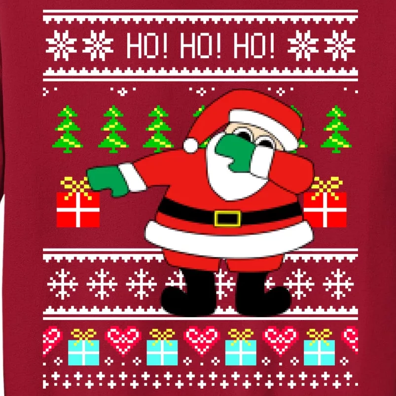 Dabbing Santa Claus Ugly Christmas Sweater Design Tall Sweatshirt