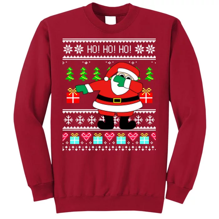 Dabbing Santa Claus Ugly Christmas Sweater Design Tall Sweatshirt