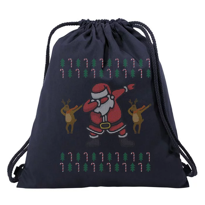 Dabbing Santa Ugly Christmas Drawstring Bag