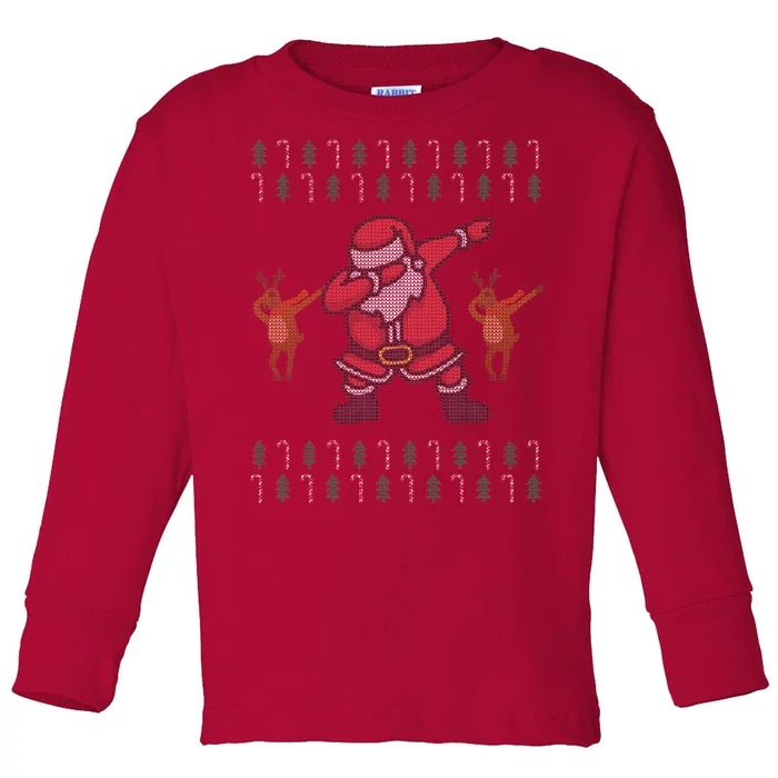 Dabbing Santa Ugly Christmas Toddler Long Sleeve Shirt