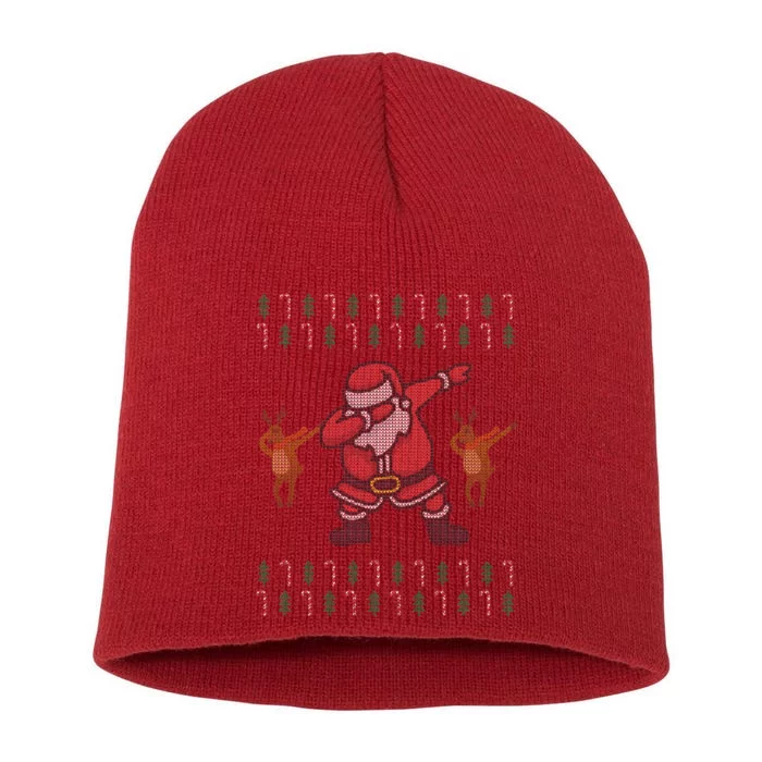 Dabbing Santa Ugly Christmas Short Acrylic Beanie