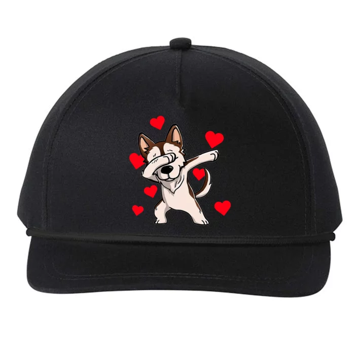 Dabbing Siberian Husky Valentines Day Snapback Five-Panel Rope Hat