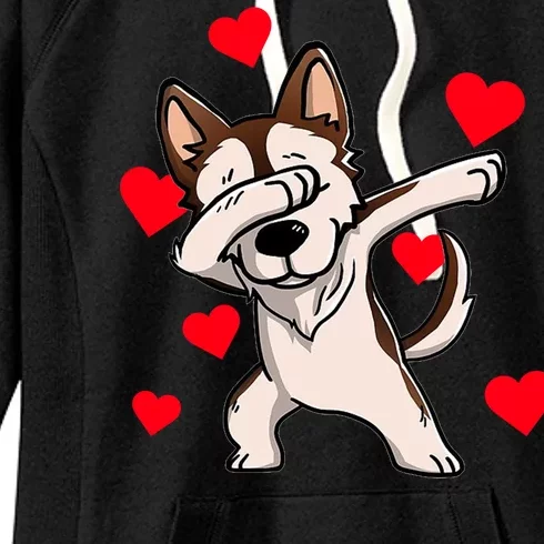 Dabbing Siberian Husky Valentines Day Women's Fleece Hoodie