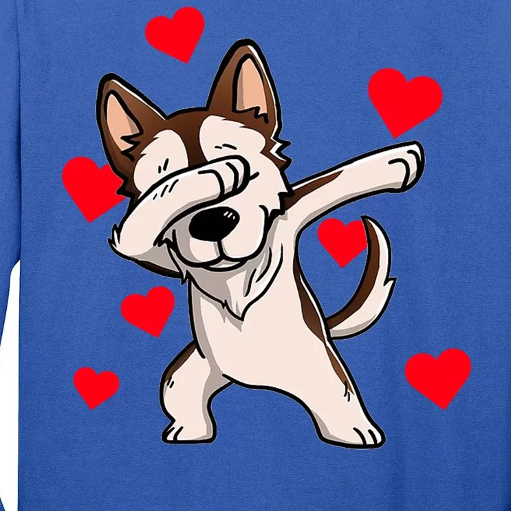 Dabbing Siberian Husky Valentines Day Tall Long Sleeve T-Shirt