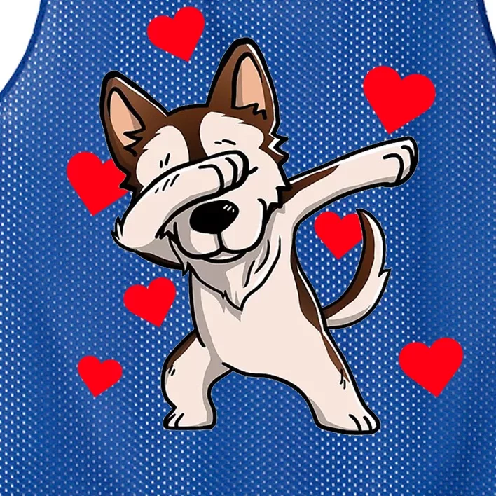 Dabbing Siberian Husky Valentines Day Mesh Reversible Basketball Jersey Tank