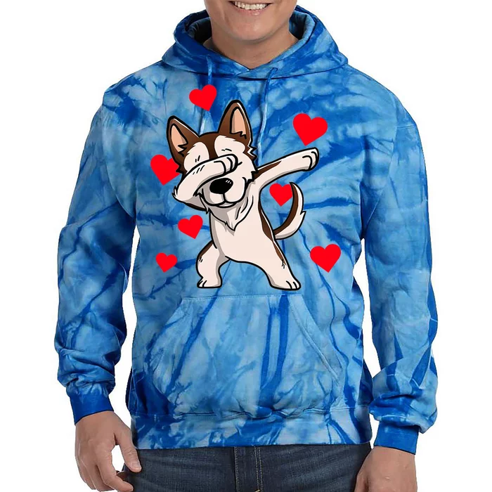 Dabbing Siberian Husky Valentines Day Tie Dye Hoodie