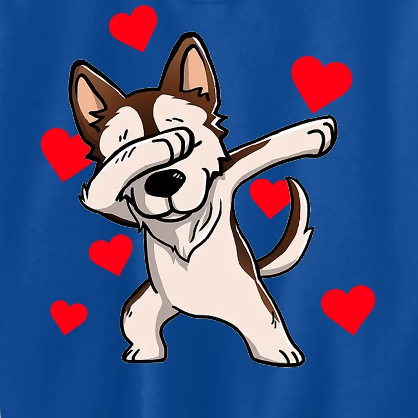 Dabbing Siberian Husky Valentines Day Kids Sweatshirt