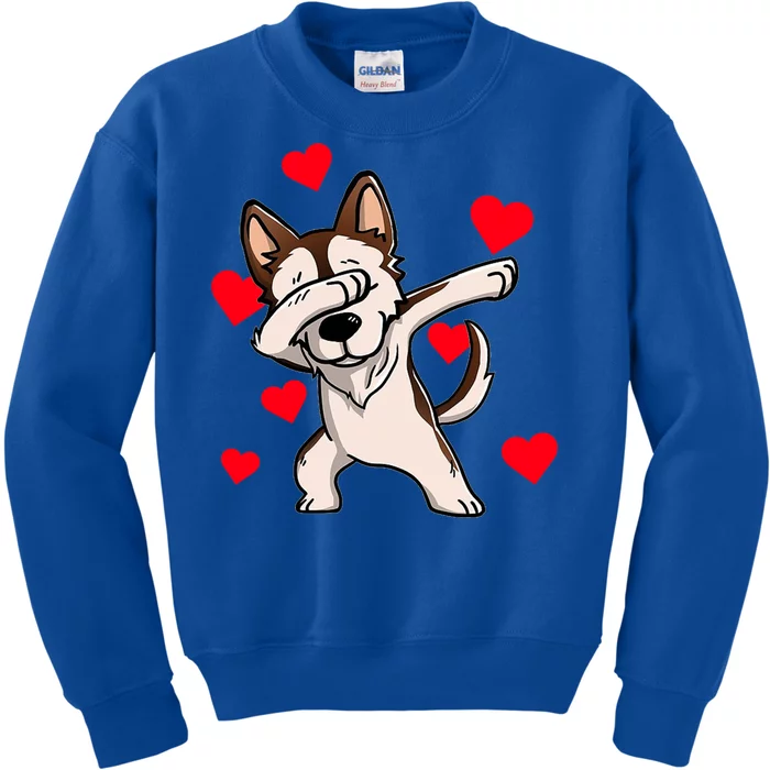 Dabbing Siberian Husky Valentines Day Kids Sweatshirt