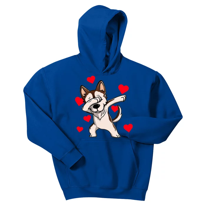 Dabbing Siberian Husky Valentines Day Kids Hoodie