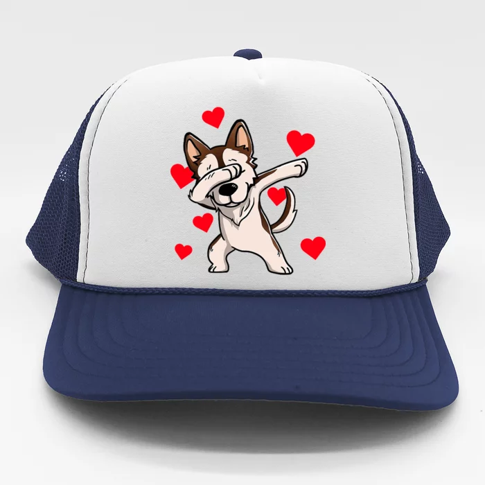 Dabbing Siberian Husky Valentines Day Trucker Hat